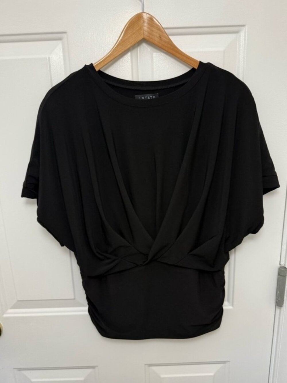 Black Short Sleeve Blouse  Medium Office Wear Business Casual